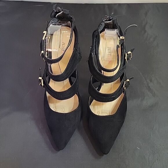 JUSTFAB MULTI-STRAP ADJUSTABLE BUCKLE BACK ZIP CLOSURE WOMEN"S SHOE - Picture 2 of 13